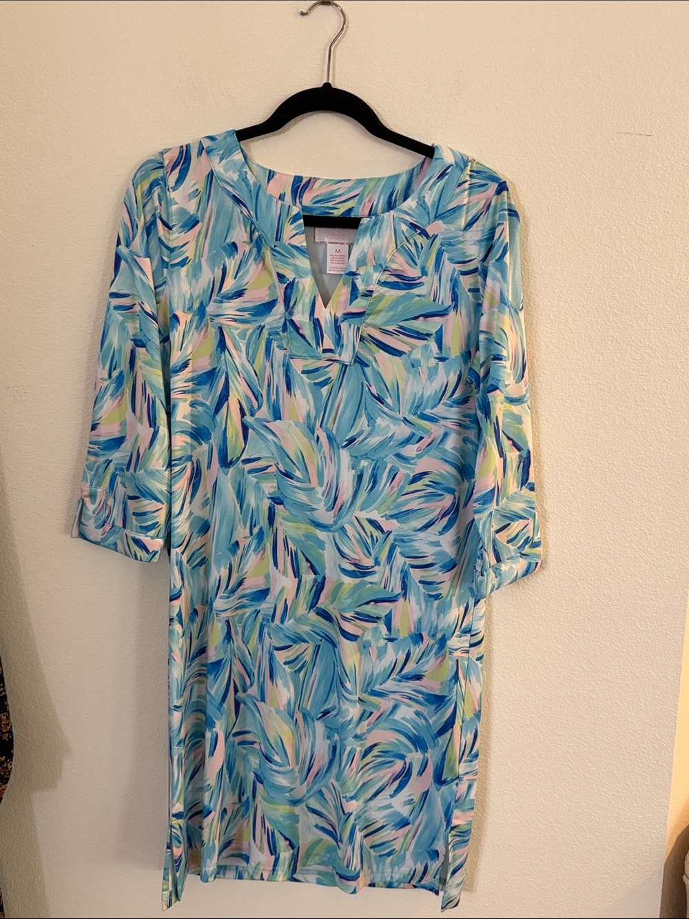 Blue Tropical-Print Shift Dress - Women